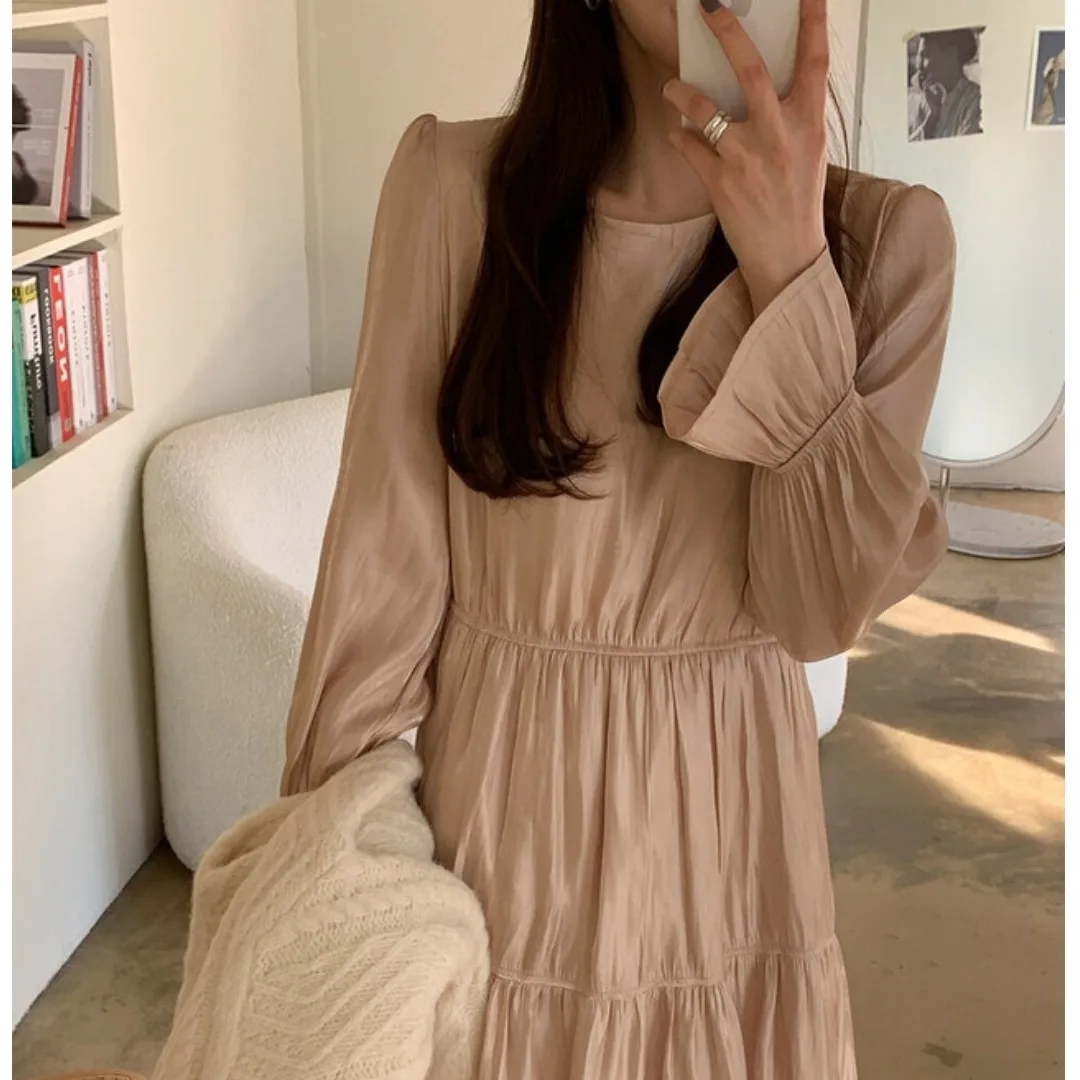 

Korean Chic French Minority Spring and Autumn Clothing Girlfriends Clothes Ruffle Slimming Temperament Mid-Length High Waist
