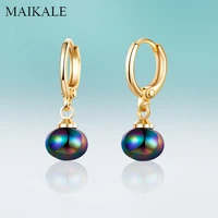 maikale new delicate gold dangle long earrings hanging colorful pearl drop earrings for women jewelry gift brincos