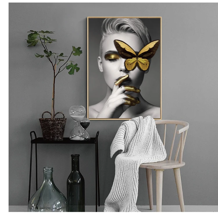 Скандинавские оленьи рожки для девочек фигурные стены Искусство на холсте