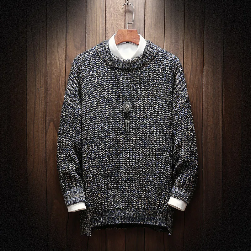 Осень зима 2020 мужской повседневный вязаный свитер модный однотонный с круглым