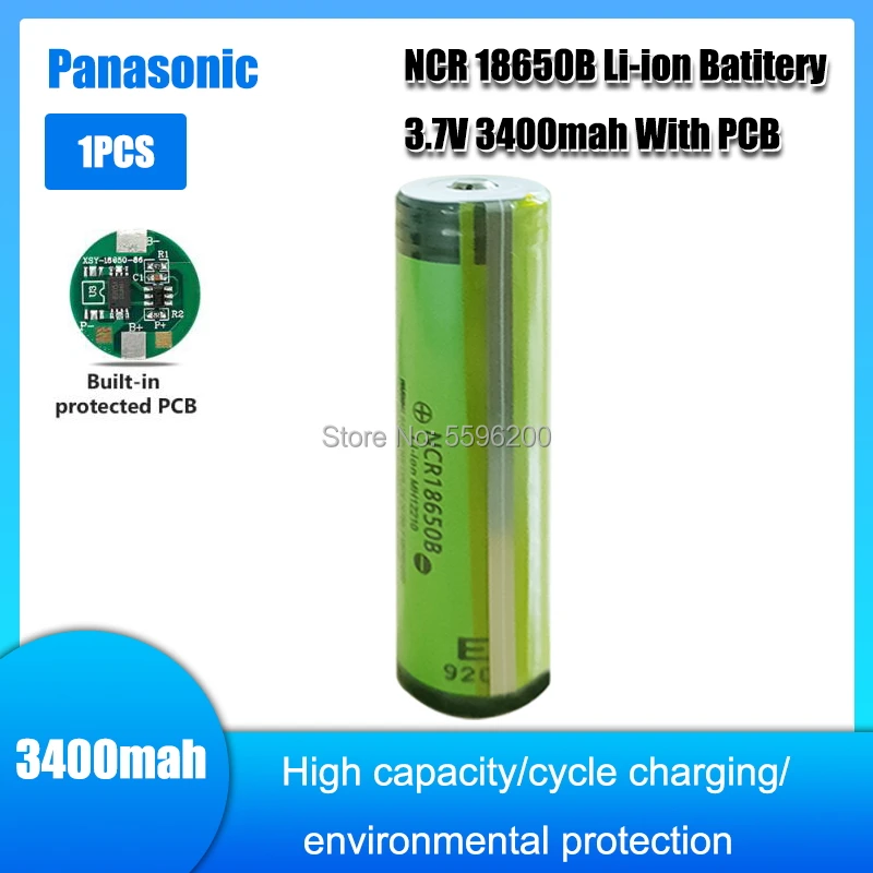 1 шт. Panasonic NCR18650B защищенный 3400 мА/ч литий ионный аккумулятор Перезаряжаемые 18650