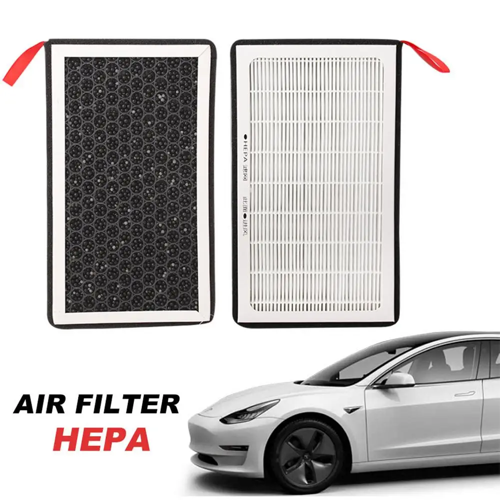 

For Tesla Model 3 Air Filter HEPA Cleaner Filter 2Pcs Replacement Hygiene Protection PM2.5 Air Filter Webasto Air Filter Car