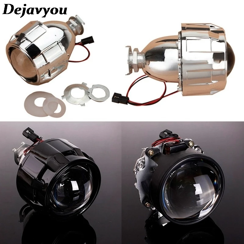 

2021 New Hot 1PC/1Pair 2.5 Inch Universal Bifocal Lens Silver Black Protector H1 Xenon LED Bulb H4 H7 Motorcycle Car Headlight