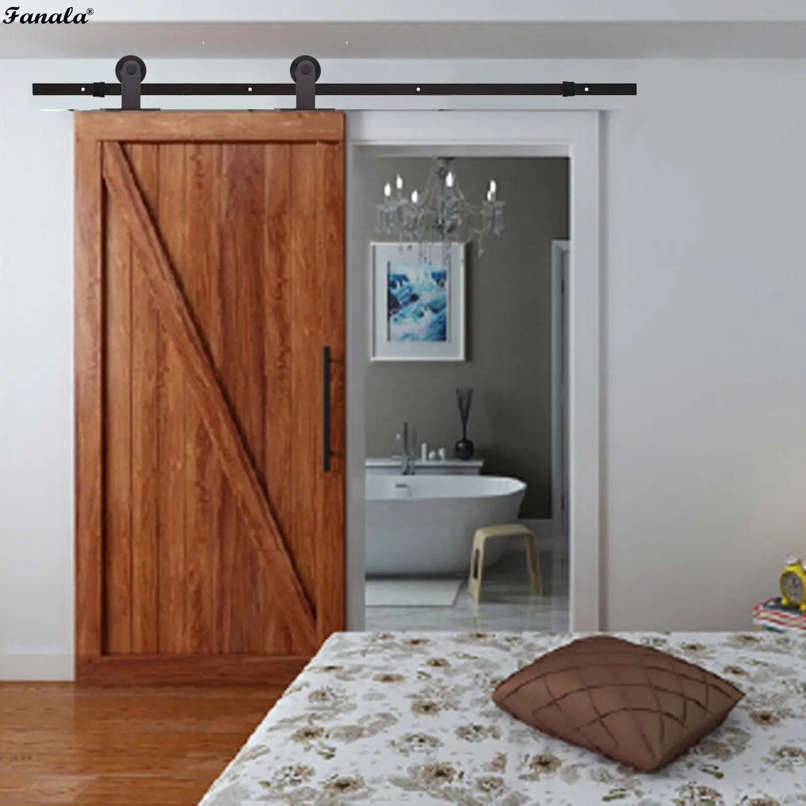 Кофейная Классическая раздвижная дверь сарая оборудование деревянная трек