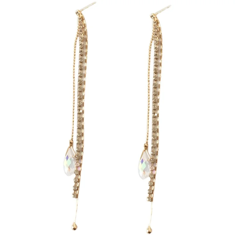 

Bilandi S925 needle Fashion Long Drop Earirngs Hot Selling Popular Style High Quality Crystal Teardrop Earrings For Girl Gift