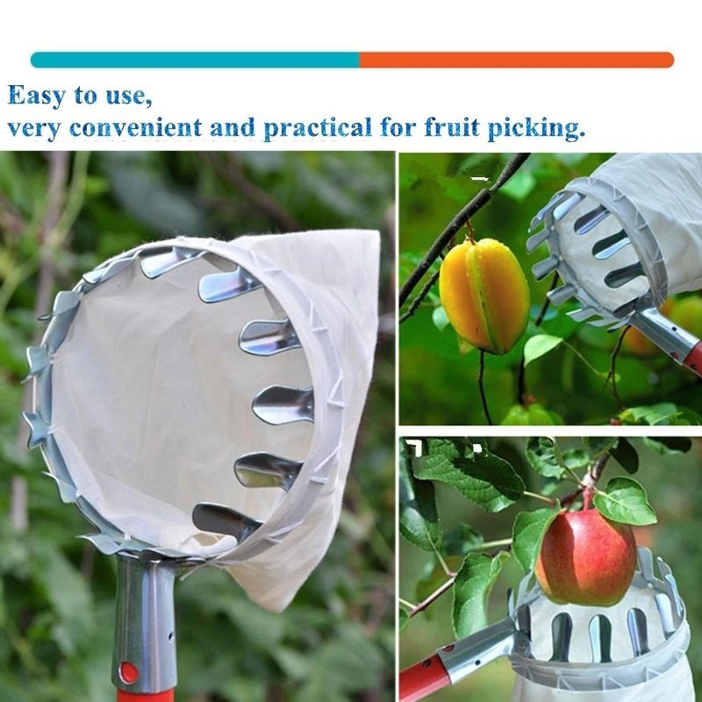 

Fruit Picker Head Basket Portable Fruits Orchard For Harvest Picking Citrus Pear Collector Catcher Peach Metal Garden Tool