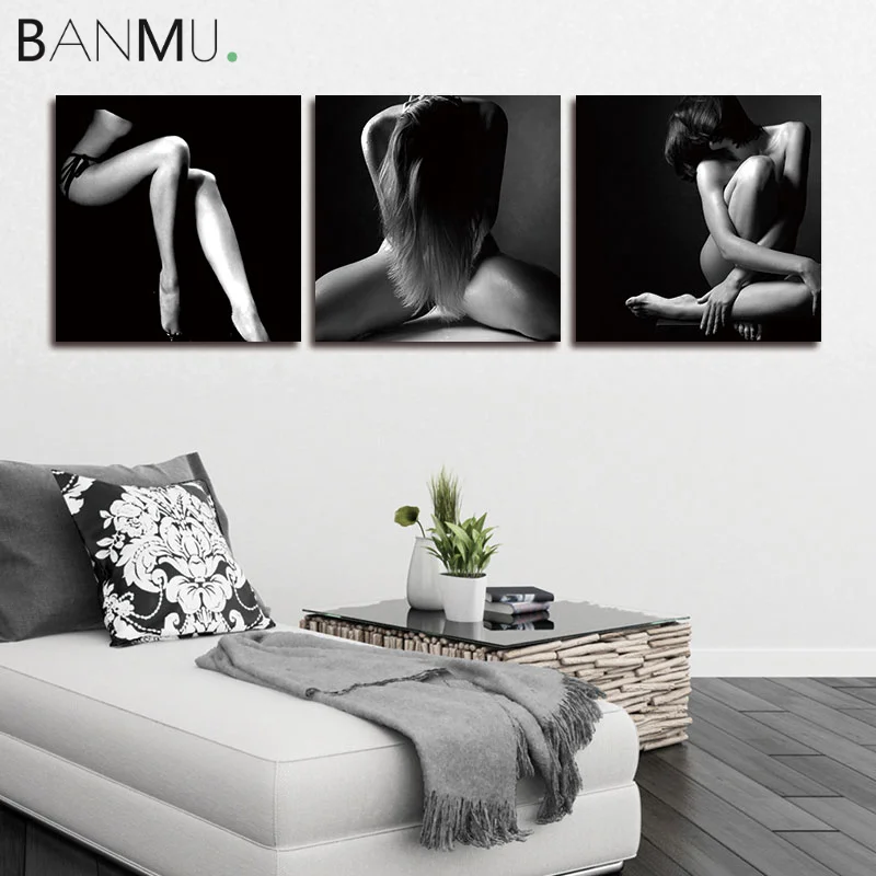BANMU 3 панели настенное Искусство Холст Картина печать сексуальная