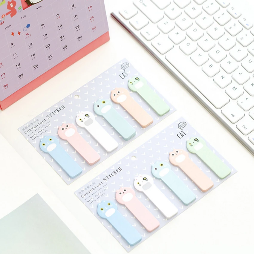 1 упак./лот Kawaii cat memo pad Cute Bule Pink White kitties stick marker Nice paper Мультяшные стикеры