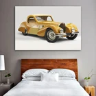 Винтажный автомобиль Bugatti Тип 57 желтые Ретро постеры и принты транспортных средств на холсте настенное искусство деревянная картина в рамке сделай сам для домашнего декора