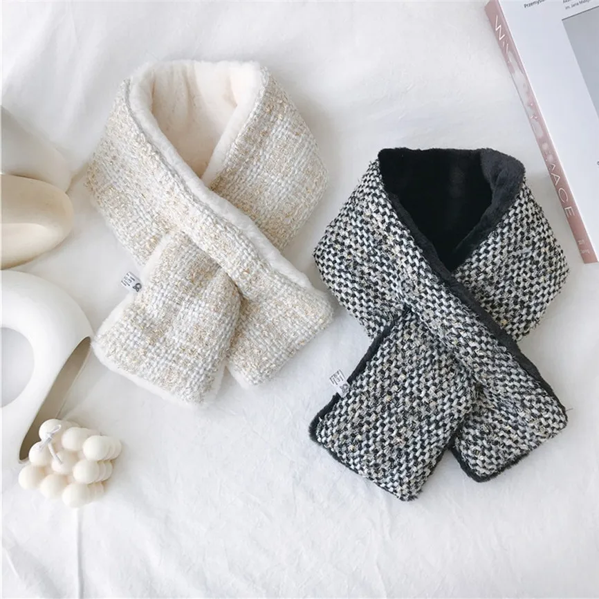 Модный женский зимний шарф из искусственного меха однотонная верхняя одежда с