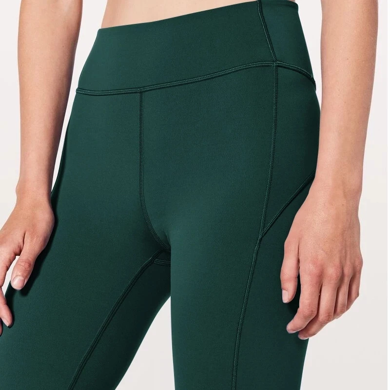 

Sports Fitness Pants Women High Waist Workout Running Tights Green Contrast Stitch Stretchy Nylon Spandex Leggings