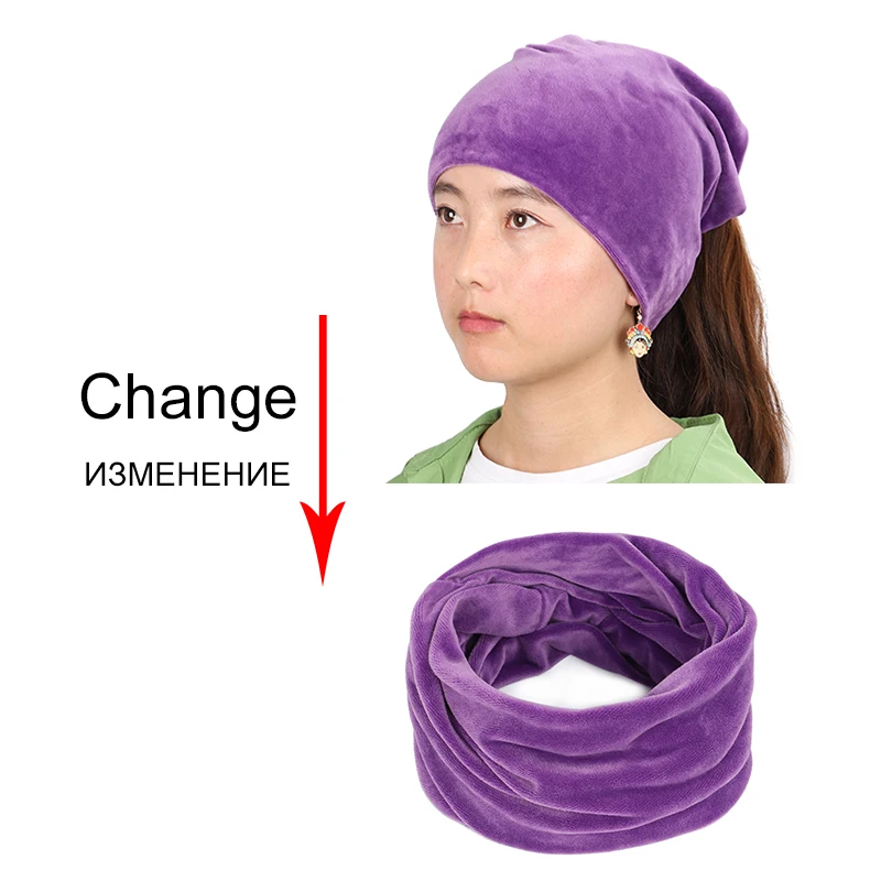 Новинка 2019 модные однотонные бархатные облегающие шапки для женщин зимняя