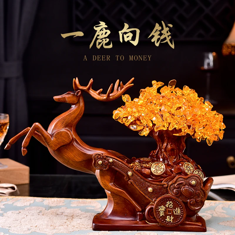Олень деньги дерево интерьерные украшения олень Винный Стеллаж домашний магазин