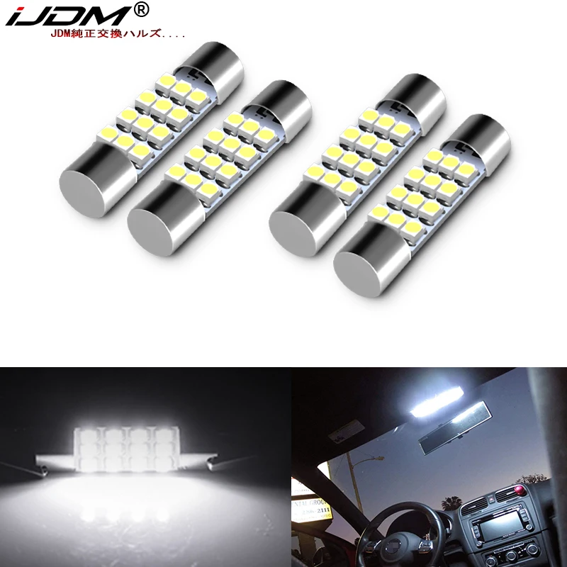 (4) xenon Wit 12-SMD 578 579 572 211-2 212-2 214-2 Led Vervanging Bollen Voor Auto interieur Kaart Dome Cargo Area Lights 12V
