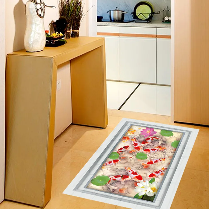 

Pond fish 3D ground paste bathroom kitchen living room decorative wall paste PVC