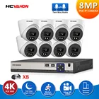 Комплект видеонаблюдения Ultra HD, 4K, 8 каналов, POE, NVR, 8 Мп, двусторонняя аудиосвязь, H.265, умный дом, купольная IP-камера видеонаблюдения