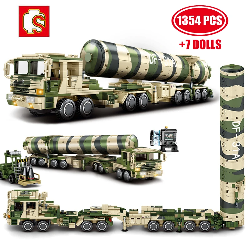 

SEMBO Military DF-31 Intercontinental Ballistic Missile Building Blocks Kits Technical Soldier Truck Bricks DIY Toys For Boys