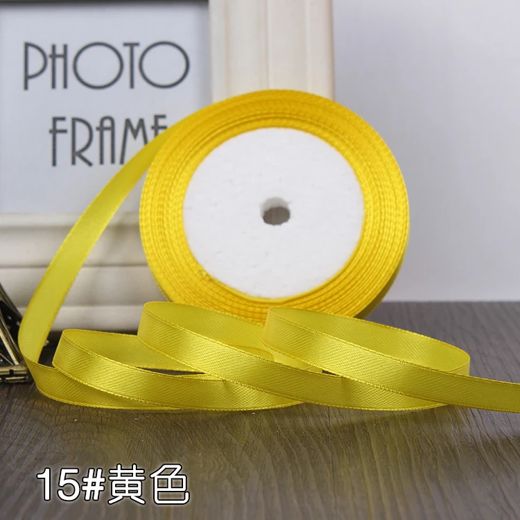 Лидер продаж 10 мм 25 ярдов желтая шелковая атласная лента для рукоделия