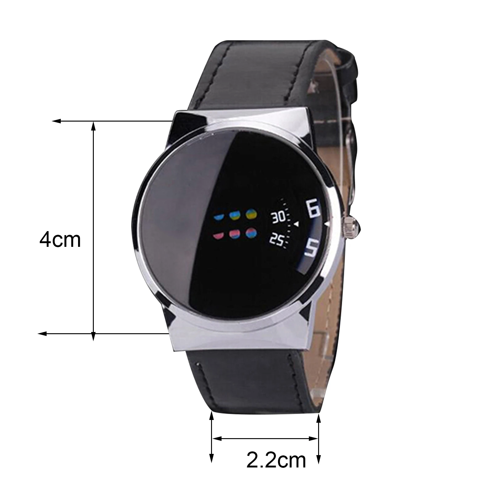 Роскошный ремешок из искусственной кожи унисекс цветной передвижной циферблат