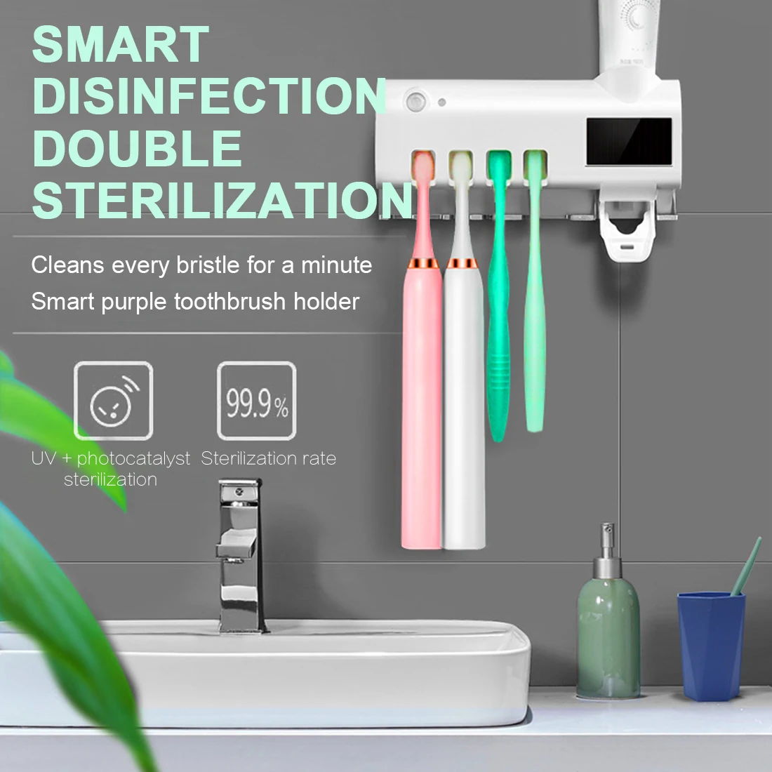 УФ-светильник стерилизатор для зубной щетки автоматический держатель пасты