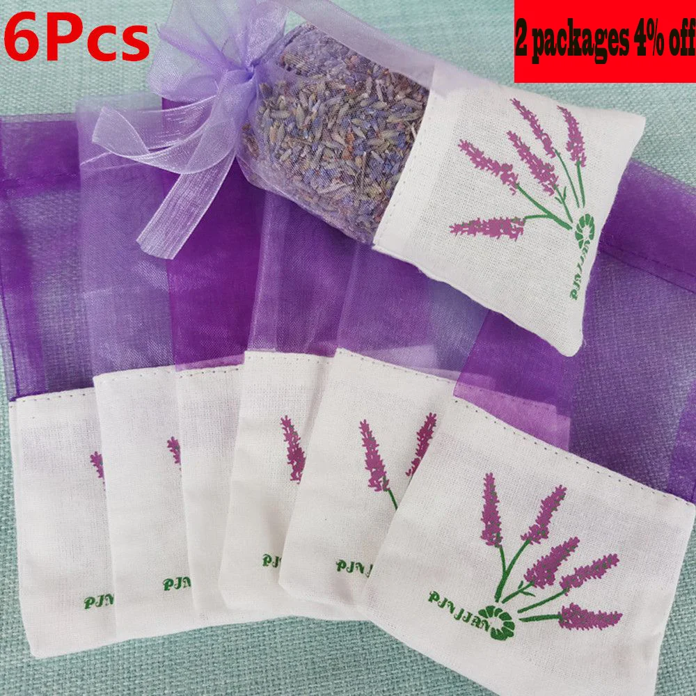 6 шт. натуральная Лаванда бутон сушеный цветок Саше Мешок Ароматерапия