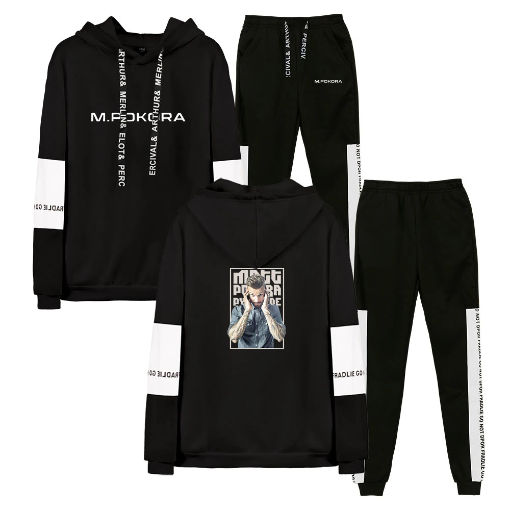

Print Rapper M. Pokora Hoodie Unisex Tracksuit Two Piece Set Hoodie+Sweatpants Women Men's Sets Harajuku Streetwear Fashion suit