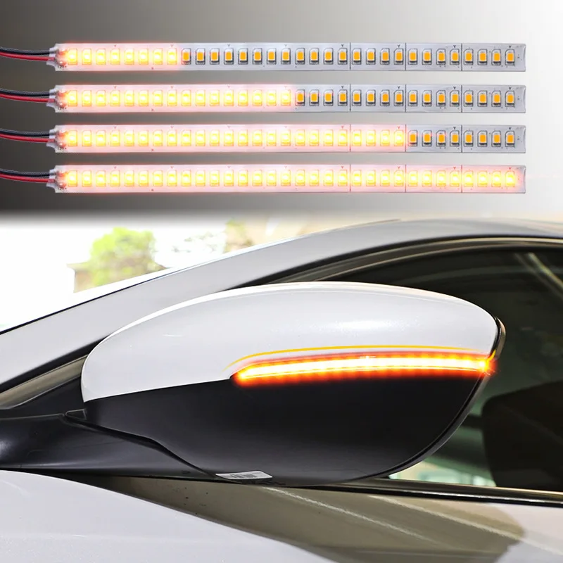 

sales Car Rearview Mirror Indicator Lamp Streamer Strip Flowing Turn Signal Lamp Amber LED Car Light Source 28 SMD