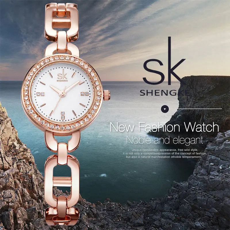 Модные женские наручные часы золотые кварцевые с кристальным циферблатом