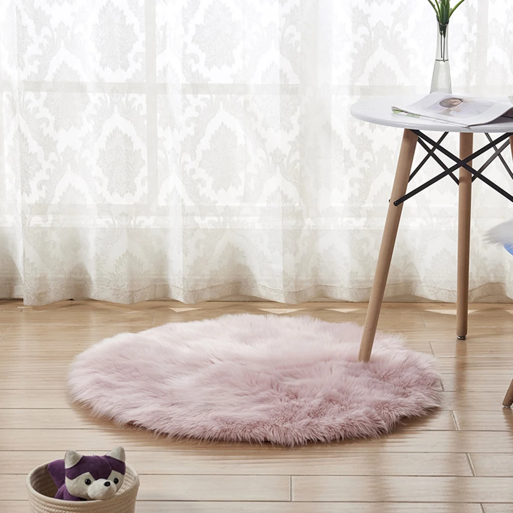 Pink 30*30 см мягкий маленький искусственный коврик из овчины покрытие стула коврик для спальни искусственная шерсть Теплый Ковер с длинным ворсом сиденье Textil меховые коврики - Цвет: Pink