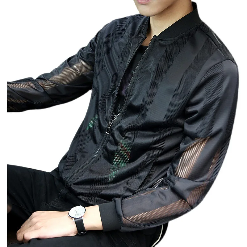 

Summer sun protection clothes men's ultra-thin breathable 2021 new jacket hollow Joker clothes jackets men clothing pop it