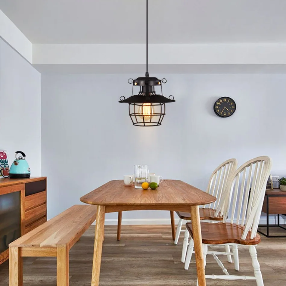 20 см винтажный промышленный рустикальный потолочный светильник черный