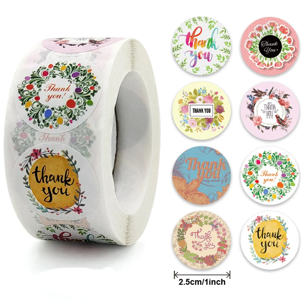 

100-500pcs Thank You Floral Sticker Gift packaging seal Label scrapbooking stationery sticker Wedding Paty decor Supplies