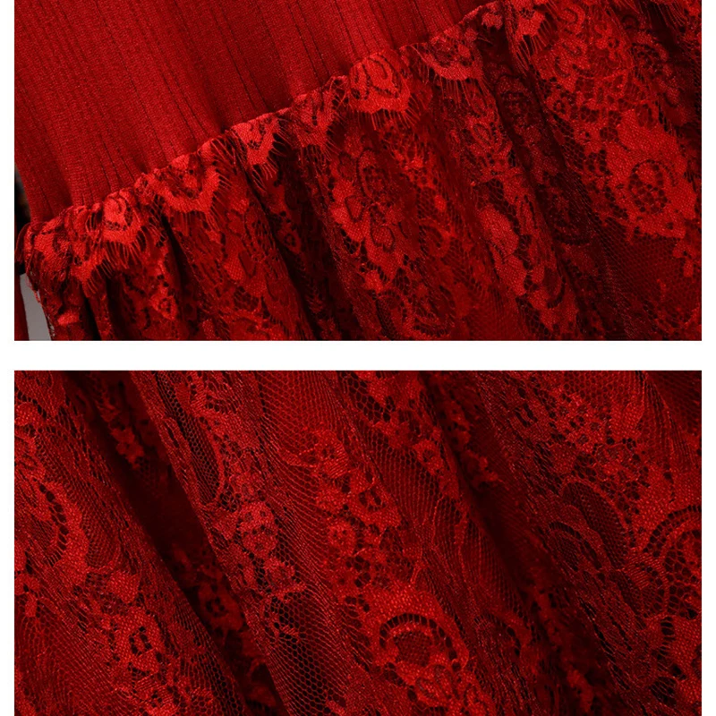 Осенне зимнее новое платье для женщин с длинным рукавом длинное кружевное свитер