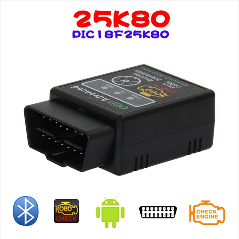HH OBD Расширенный 25K80 ELM327 V1.5 Bluetooth для Android OBD2 сканер HHOBD Mini ELM 327|Диагностические