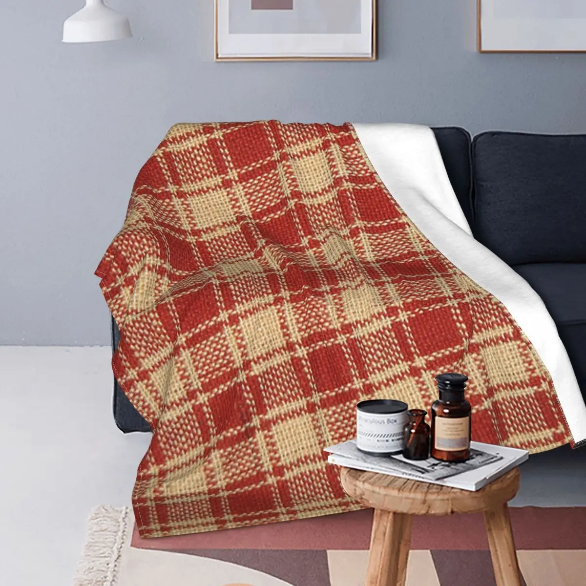 

Manta a cuadros roja y Natural de franela, manta Multifunction Retro de verano, Ultra suave, para cama, alfombra al aire Free, p