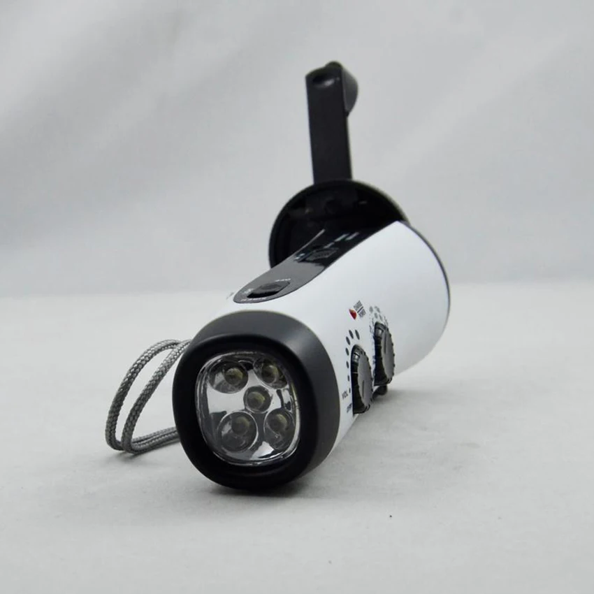 handheld flashlight solar emergency hand crank flashlight self powered am fm radios 5 led flashlight with smart phone charger free global shipping