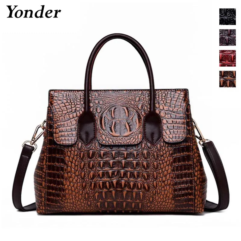 Высококачественная модная женская сумка в стиле ретро с крокодиловым узором из