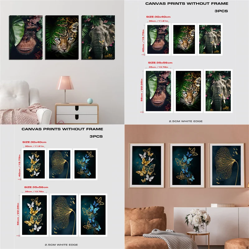 

Tiger Butterfly Animal Abstract Canvas Painting Wall Art Print Poster Picture Decorative Painting Living Room Home Decoration