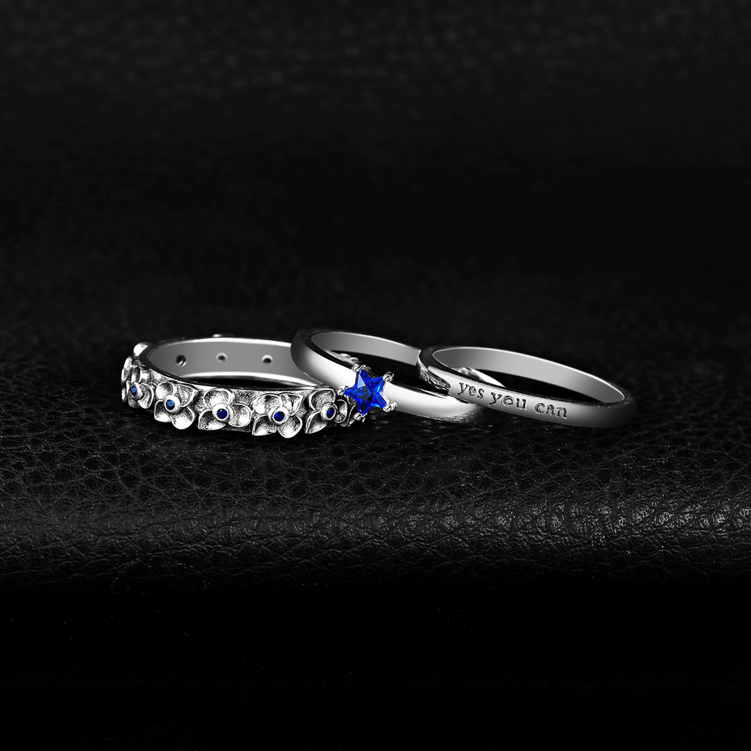 JewelryPalace Star Форма с голубой шпинелью кластера цветок выгравированы да вы можете