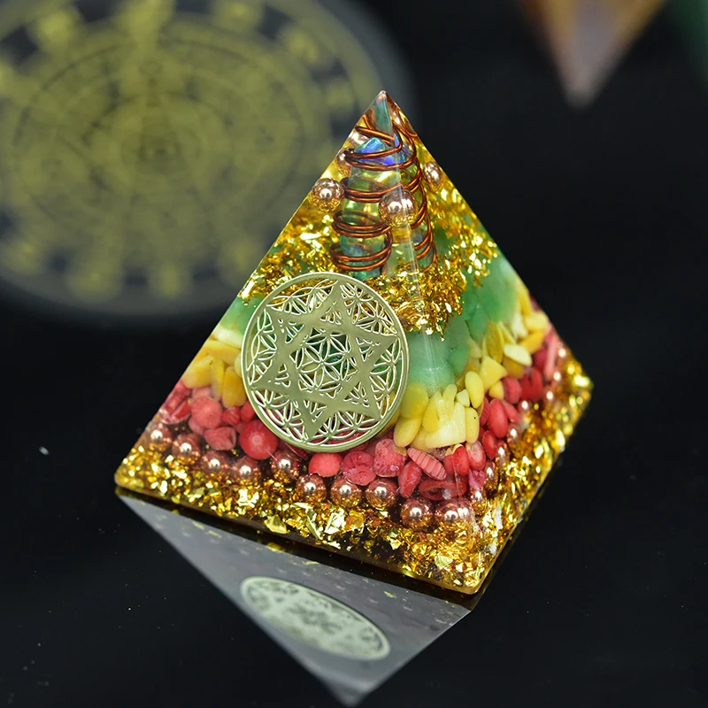 Натуральный камень AURA reiki orgonite авантюрин ОРГОН пирамида с защитой от ЭМП