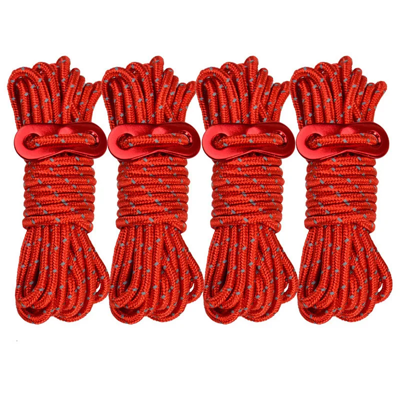 

Camping Tent Rope Tent Accessories Reflective Ropes Strapping Rope Luminous At Night with Aluminum Alloy Adjustment Buckle