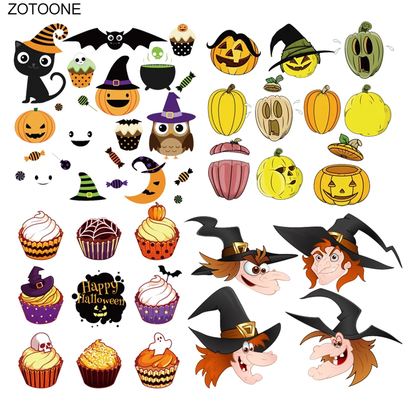 ZOTOONE Хэллоуин патчи Тыква животное Кошка наклейки для детей Железный На