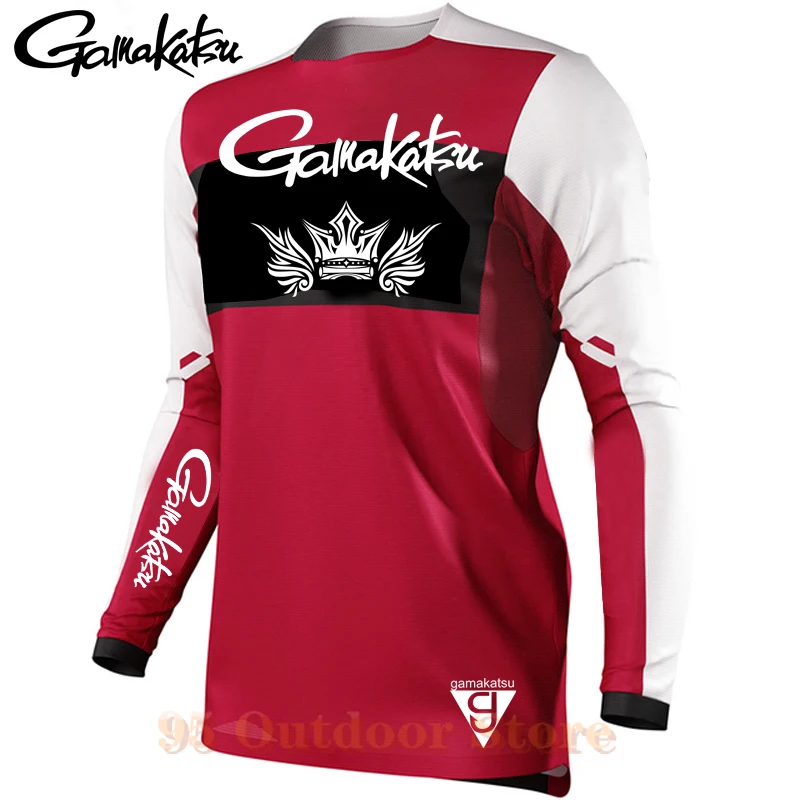 

Одежда для рыбалки Gamakatsu, Солнцезащитная дышащая мужская быстросохнущая рубашка для рыбалки, уличная походная футболка, солнцезащитные Топ...