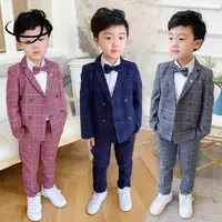 3-11y Kids Blazers Spring Autumn Boys Casual Suit Jackets Coat+Pants 2pcs Sets Double Breasted Formal Children Clothes Hy101
