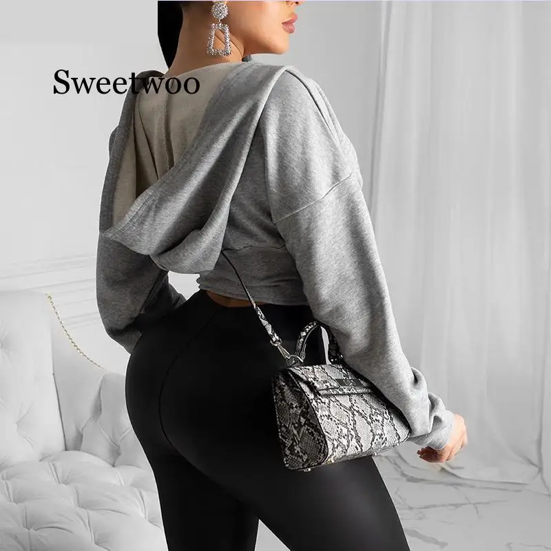 Женская толстовка на молнии SWEETWOO повседневная однотонная Толстовка с длинным