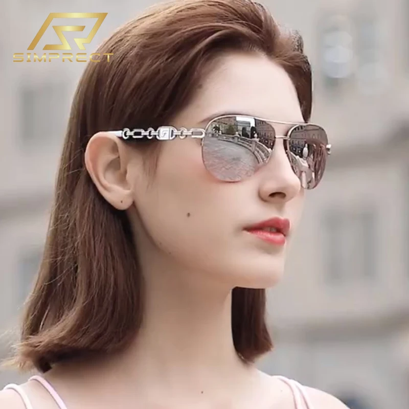 

SIMPRECT Polarized Sunglasses Women 2021 Luxury Brand Designer Sun Glasses Fashion Vintage Oversized Pilot Shades For Women