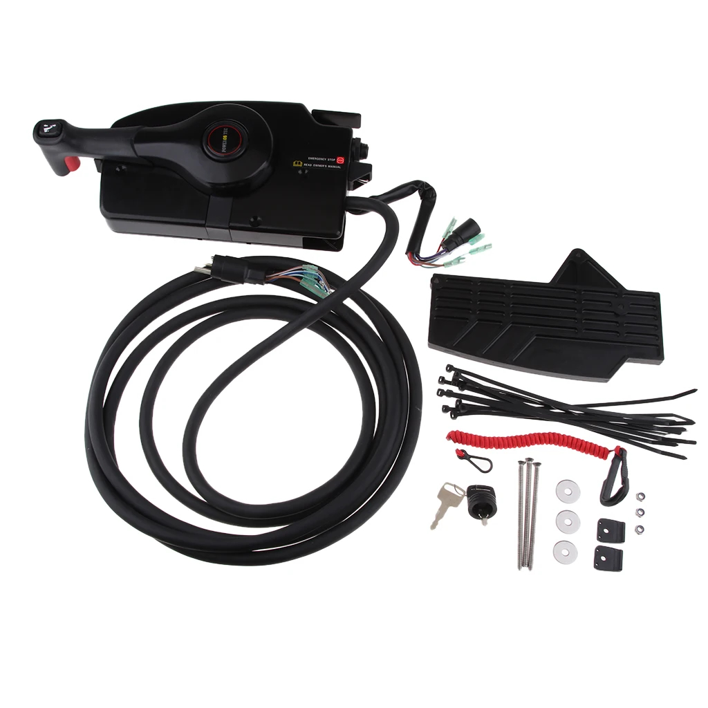 

Outboard Motor Side Mount Remote Control Boxt Push Open for Mercury Outboard Engine with 15ft Harness - 703-48207