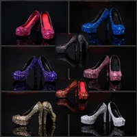 p 001 16 female sexy super high heels sequined crystal shoes platform pumps shoes for 12inch action figure body model