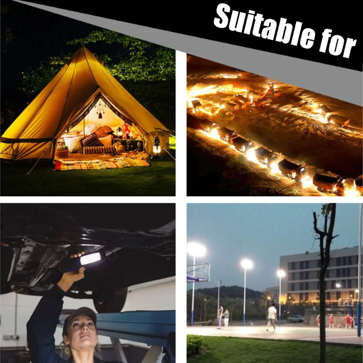 

30W 2 COB Work Light USB Charging Waterproof Floodlight 18650 Rechargeable Battery Powered Portable Led Searchlight Camping