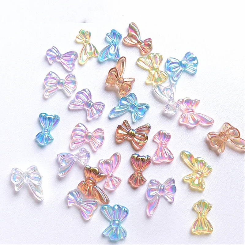 

Kawaii 50pcs Bow Designs Nail Rhinestones Mix Colorful Stones 3D Charm Resin Manicure Jewelry Accessories For Nail Art 3D Decals